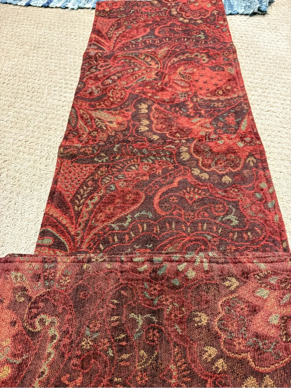 Crate&Barrel Red Paisley Table Runner Set